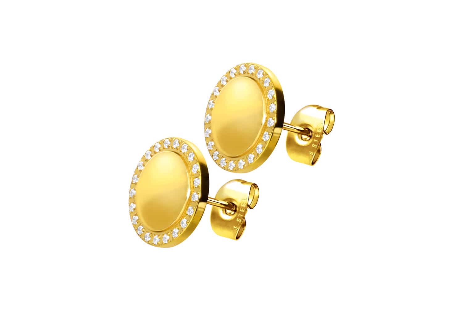 Chirurgenstahl Ohrstecker EINGEFASSTE KRISTALLE von Piercingline